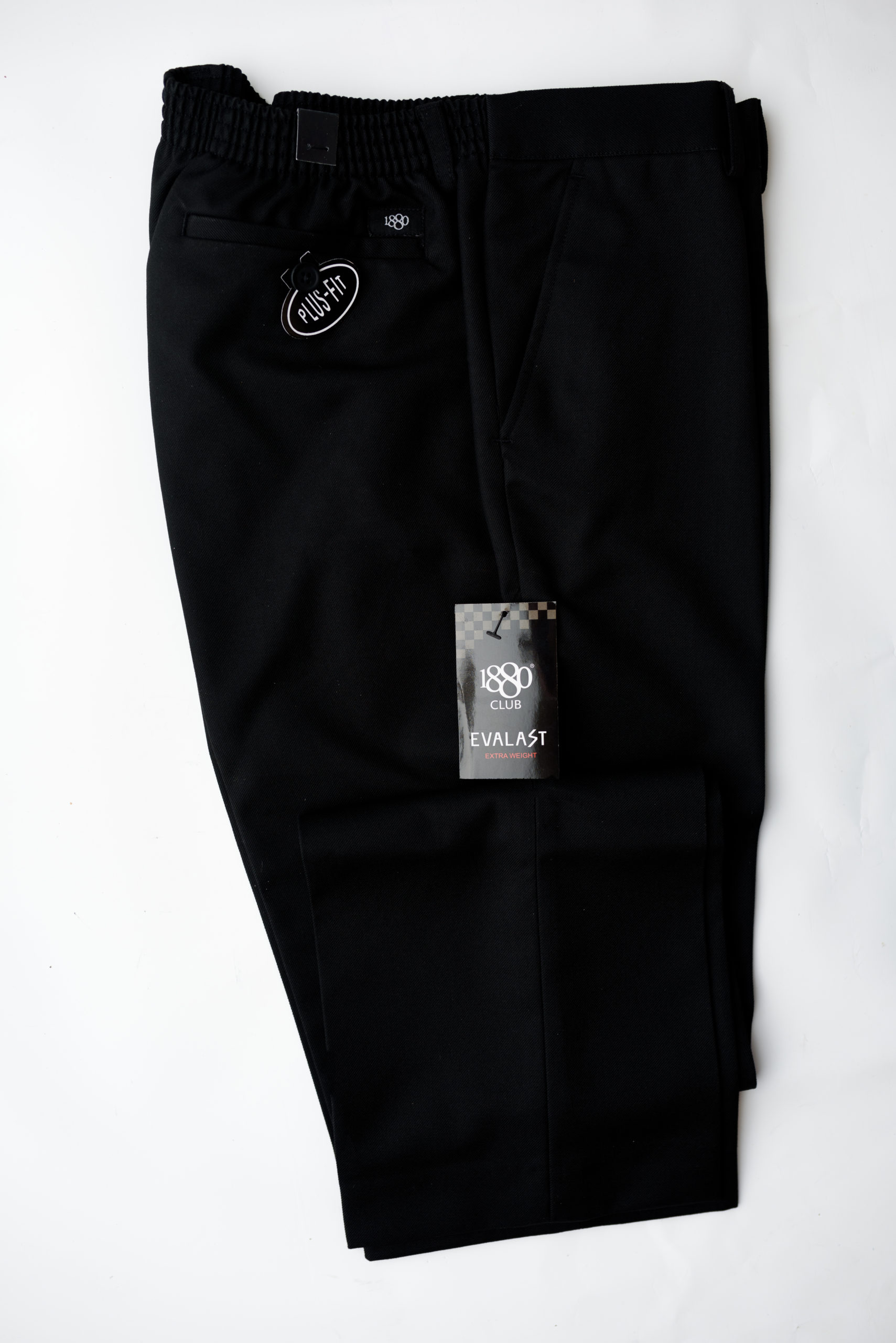 Boys Plus Fit Comfort School Trousers Black Grey Navy Elasticated Waist Flexi 